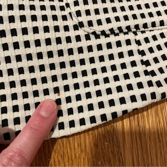 TALBOTS Plus Size Textured Checked Blazer Cream Black Check One Button Jacket 1X - Picture 13 of 16